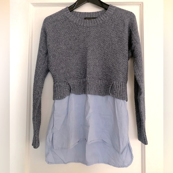 Banana Republic - Blue cropped crew neck sweater with cotton bottom - si… - Picture 1 of 8
